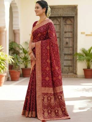 Bandhani zari heavy work bandhani saree 3