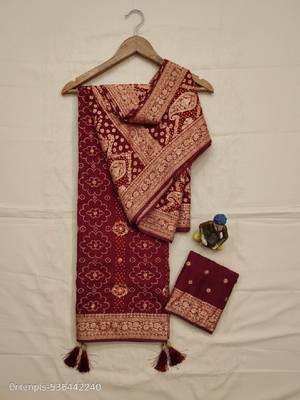 Bandhani zari heavy work bandhani saree 4