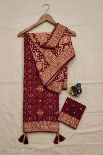 Bandhani zari heavy work bandhani saree
