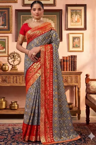 Bandhani zari poly georgette designer bandhani saree