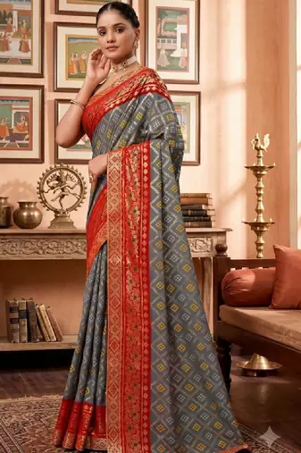 Bandhani zari poly georgette designer bandhani saree