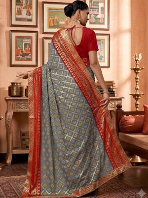 Bandhani zari poly georgette designer bandhani saree 3