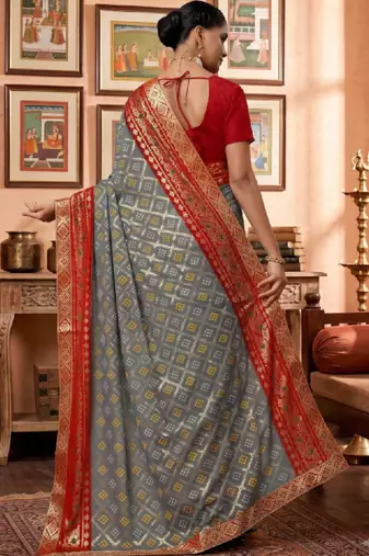 Bandhani zari poly georgette designer bandhani saree