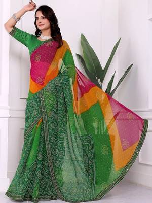 Bandhani pure chiffon bandhani saree 1