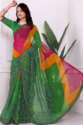 Bandhani pure chiffon bandhani saree