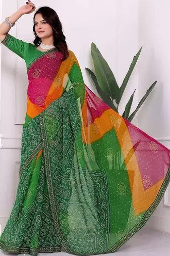 Bandhani pure chiffon bandhani saree