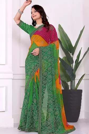 Bandhani pure chiffon bandhani saree