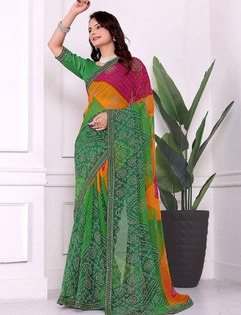 Bandhani pure chiffon bandhani saree