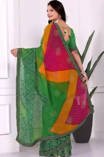 Bandhani pure chiffon bandhani saree