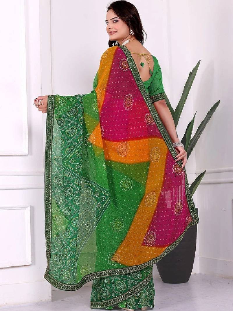 Bandhani pure chiffon bandhani saree