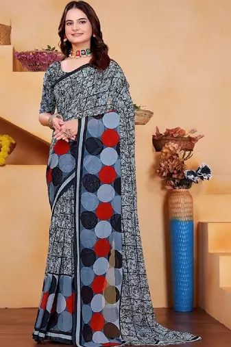 Pure georgette bandhani saree