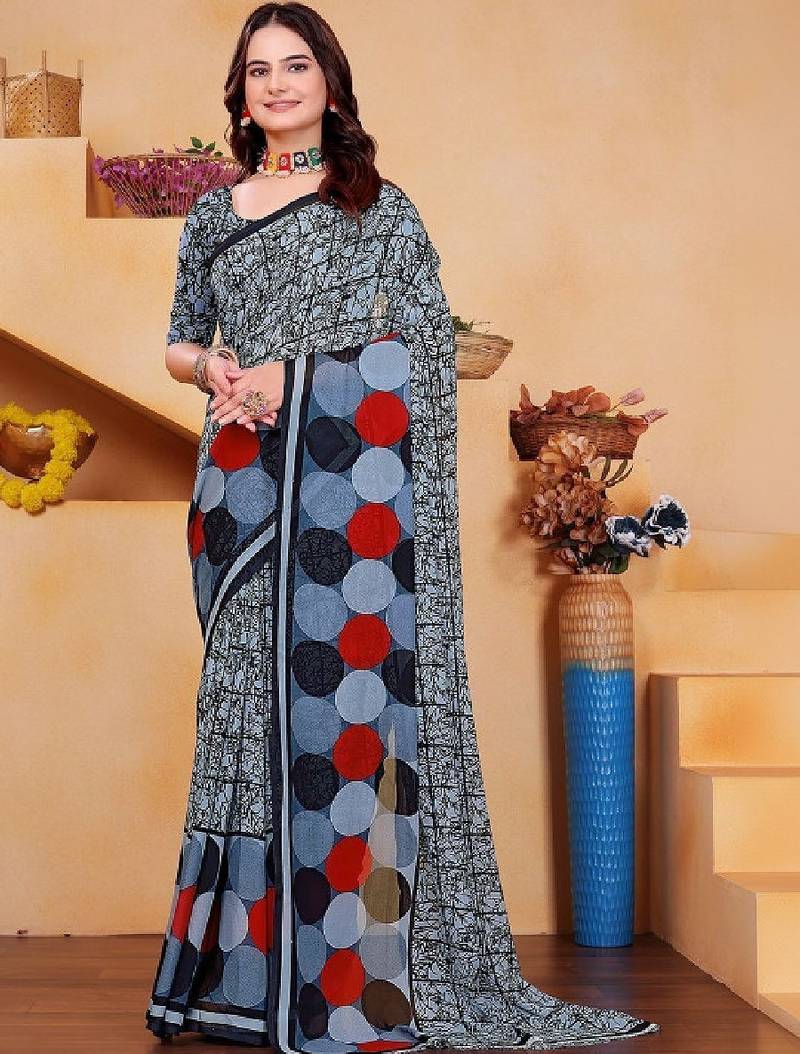 Pure georgette bandhani saree