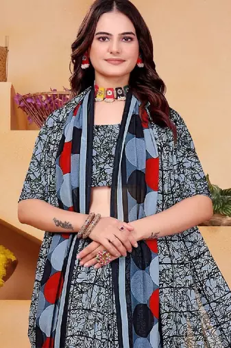 Pure georgette bandhani saree