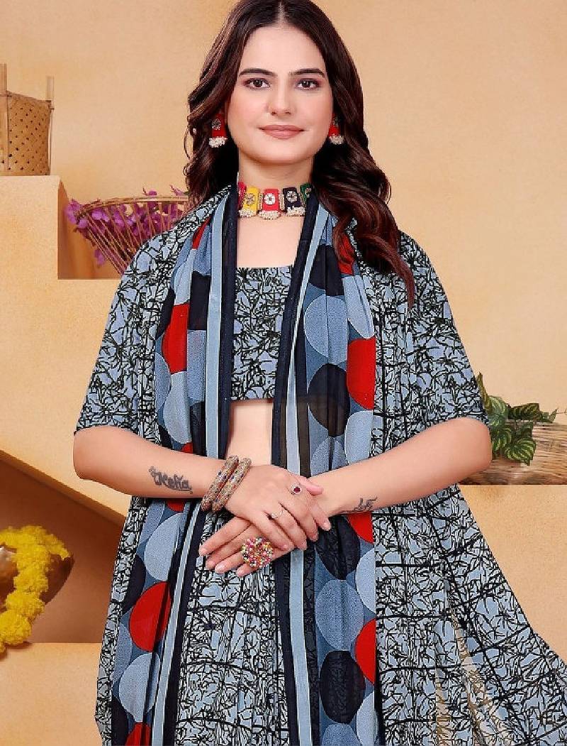 Pure georgette bandhani saree