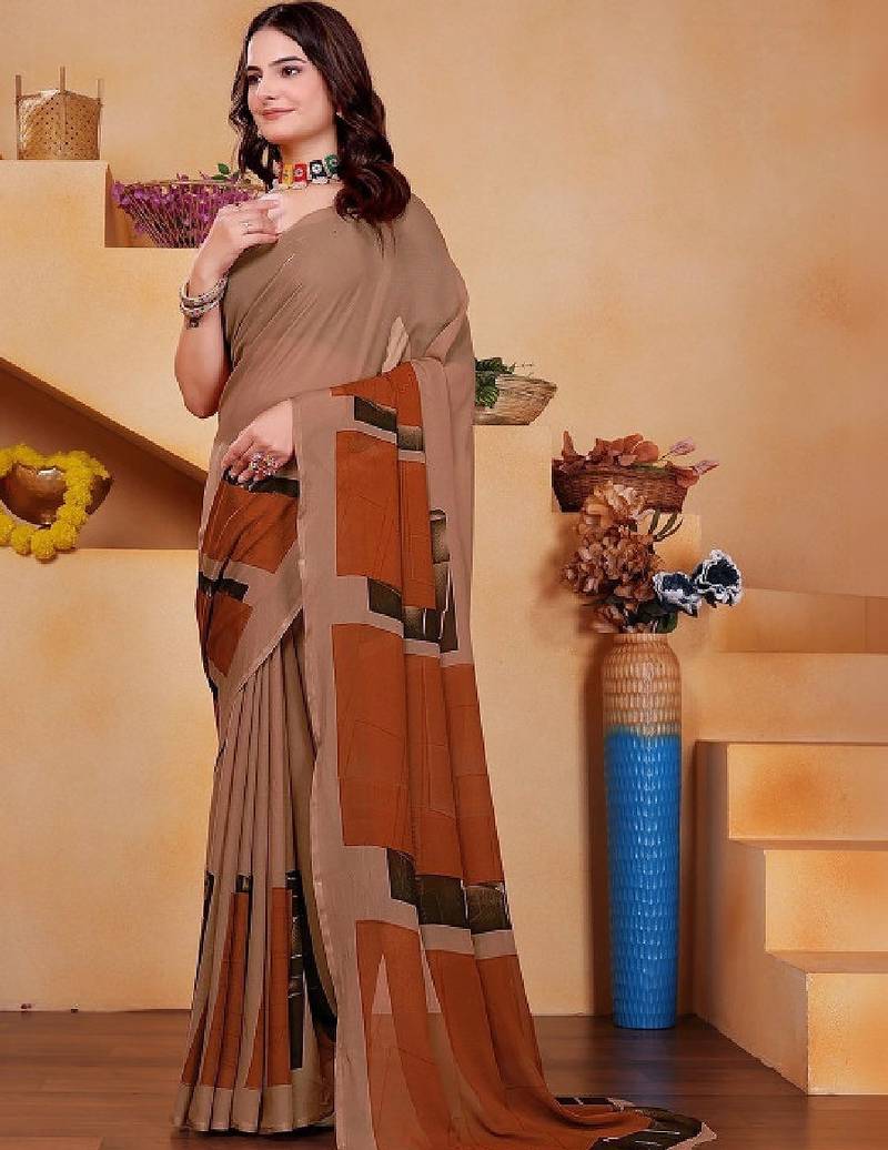 Pure georgette bandhani saree