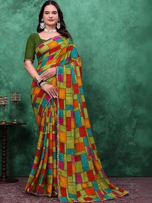 Poly georgette bandhani saree 1