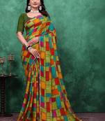 Poly georgette bandhani saree