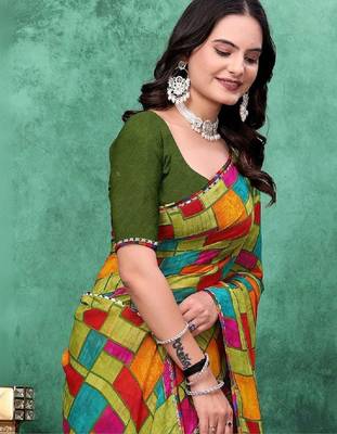 Poly georgette bandhani saree 3