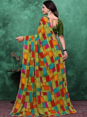 Poly georgette bandhani saree 4