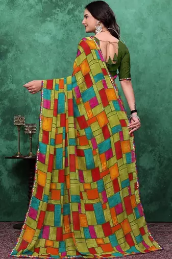 Poly georgette bandhani saree
