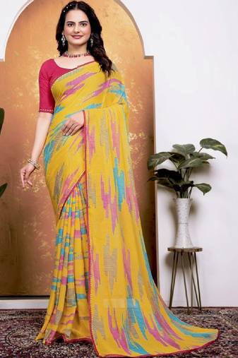 Bandhani poly georgette bandhani saree