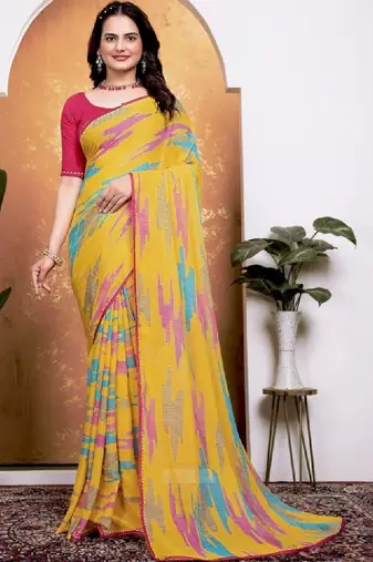 Bandhani poly georgette bandhani saree