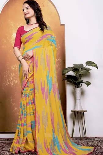 Bandhani poly georgette bandhani saree