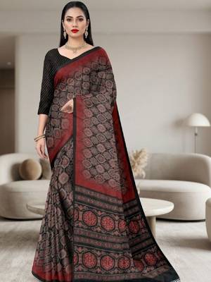 Geometric printed tissue bandhani saree with blouse piece 1