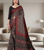 Geometric printed tissue bandhani saree with blouse piece