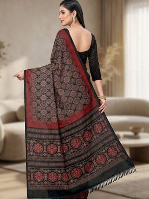 Geometric printed tissue bandhani saree with blouse piece 2