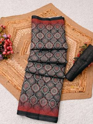 Geometric printed tissue bandhani saree with blouse piece 3