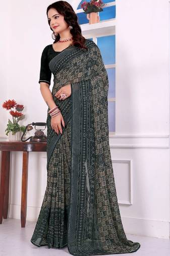 Bandhani poly georgette bandhani saree
