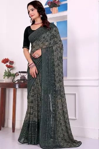 Bandhani poly georgette bandhani saree