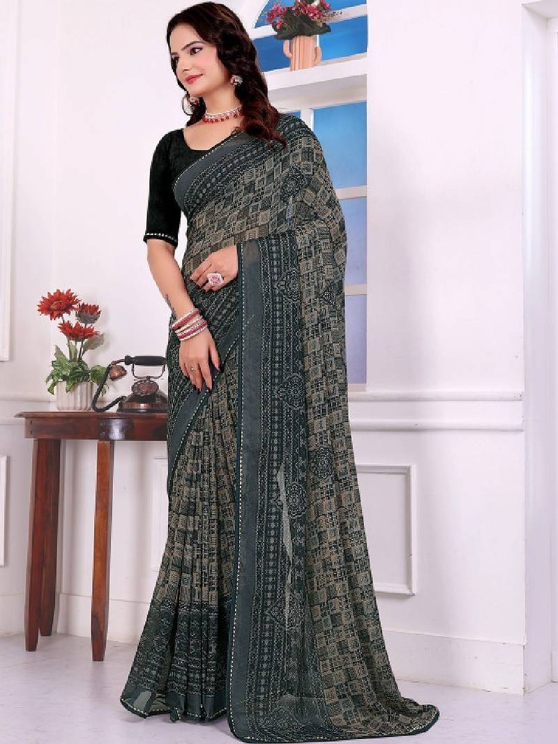 Bandhani poly georgette bandhani saree