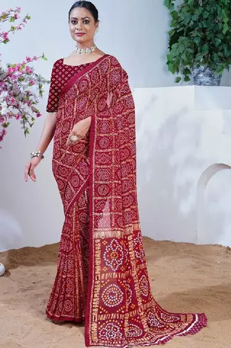 Bandhani pure georgette bandhani saree
