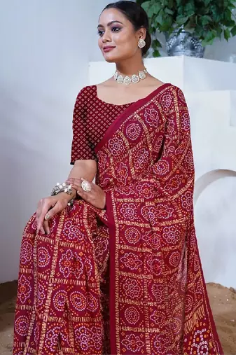 Bandhani pure georgette bandhani saree
