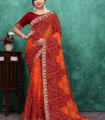 Bandhani embroidered poly georgette bandhani saree
