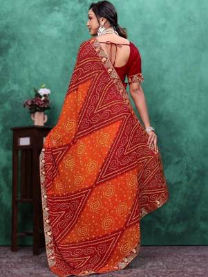 Bandhani embroidered poly georgette bandhani saree 2