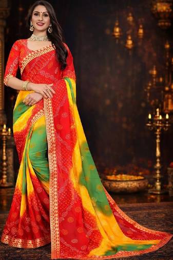 Bandhani poly georgette bandhani saree