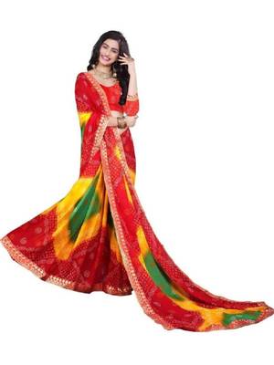 Bandhani poly georgette bandhani saree 3