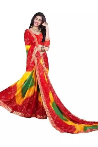 Bandhani poly georgette bandhani saree