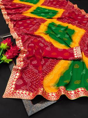 Bandhani poly georgette bandhani saree 4