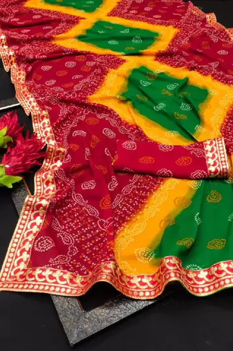 Bandhani poly georgette bandhani saree