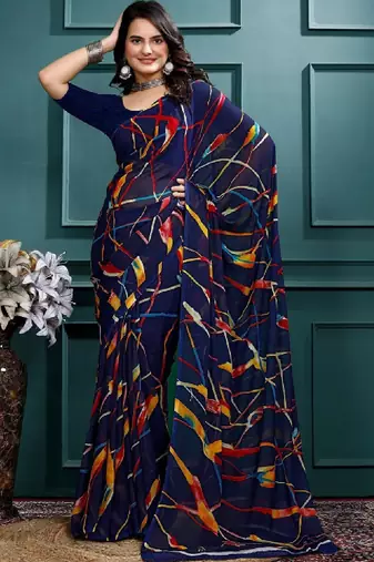 Leheriya poly georgette leheriya saree