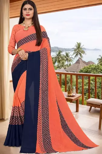 Pure georgette bandhani saree