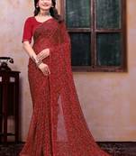 Floral poly georgette bandhani saree