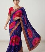 Bandhani embroidered pure georgette designer bandhani saree