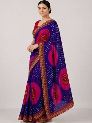Bandhani embroidered pure georgette designer bandhani saree 3