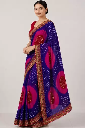 Bandhani embroidered pure georgette designer bandhani saree