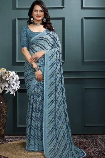 Floral pure georgette bandhani saree